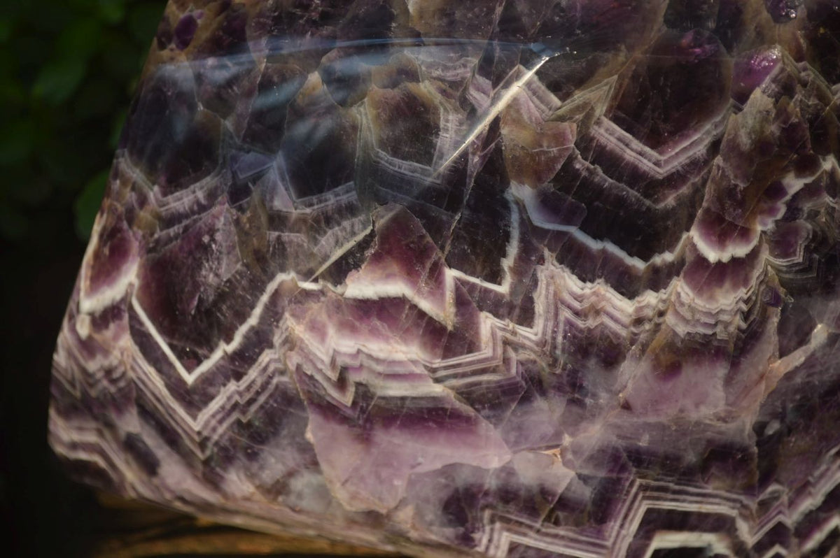 Polished Chevron Amethyst Point With Geode Vugs x 1 From Zambia - Toprock Gemstones and Minerals 