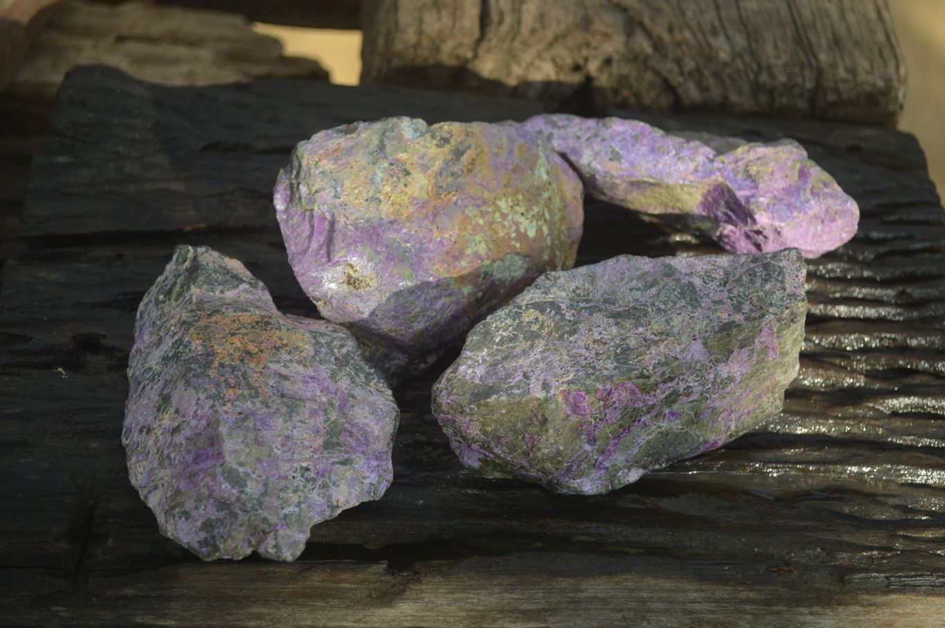 Natural Stichtite Cobbed Specimens x 4 From Barberton, South Africa - Toprock Gemstones and Minerals 