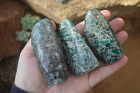 Polished Rare Emerald Mica In Matrix Standing Free Forms x 12 From Mutoko, Zimbabwe - Toprock Gemstones and Minerals 