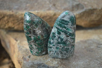 Polished Rare Emerald Mica In Matrix Standing Free Forms x 12 From Mutoko, Zimbabwe - Toprock Gemstones and Minerals 