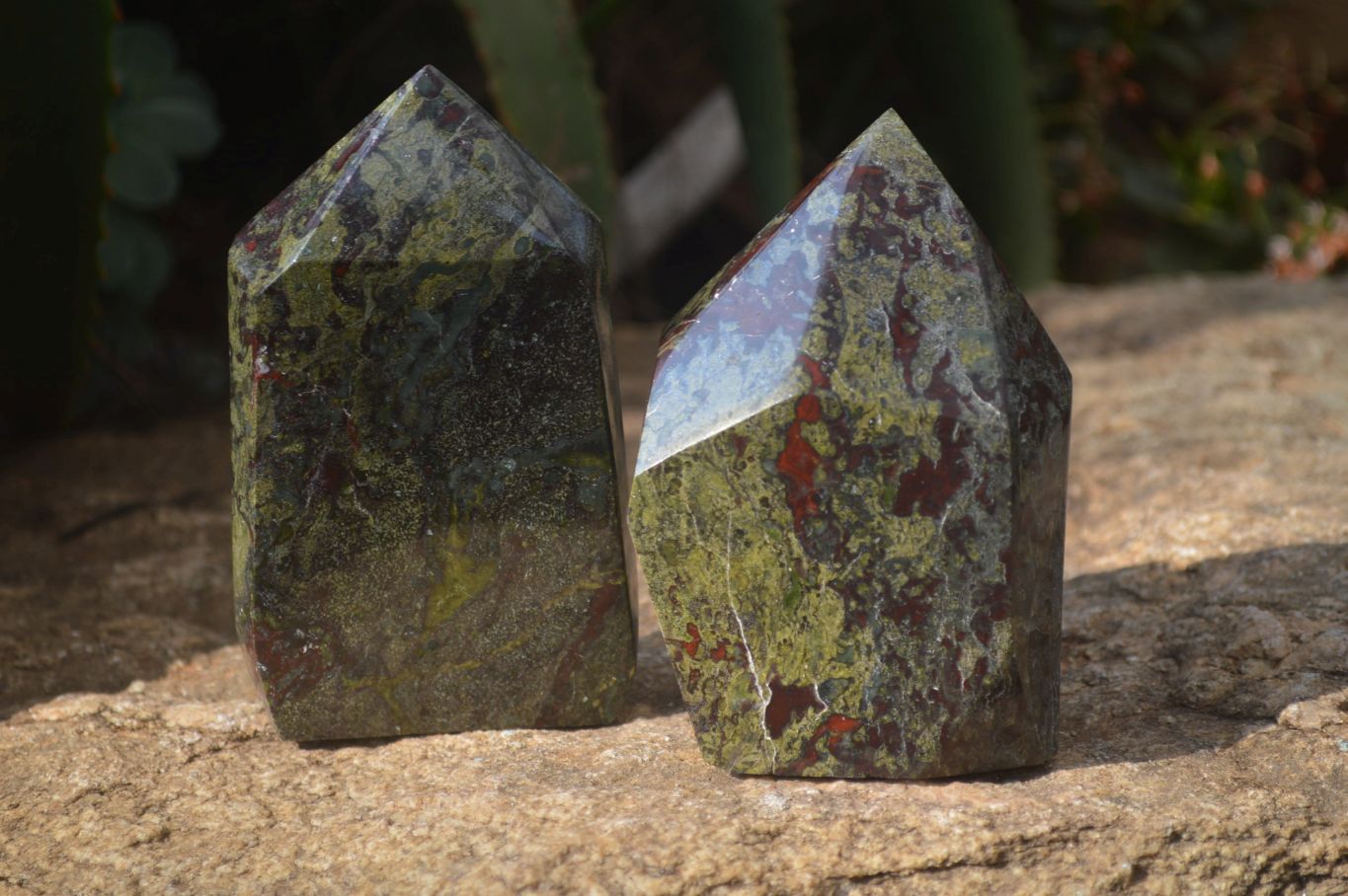 Polished Bastite Dragon Bloodstone Points x 2 From South Africa - Toprock Gemstones and Minerals 