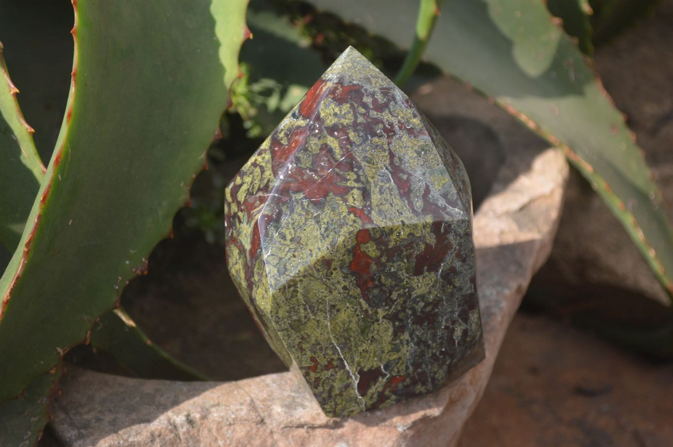 Polished Bastite Dragon Bloodstone Points x 2 From South Africa - Toprock Gemstones and Minerals 