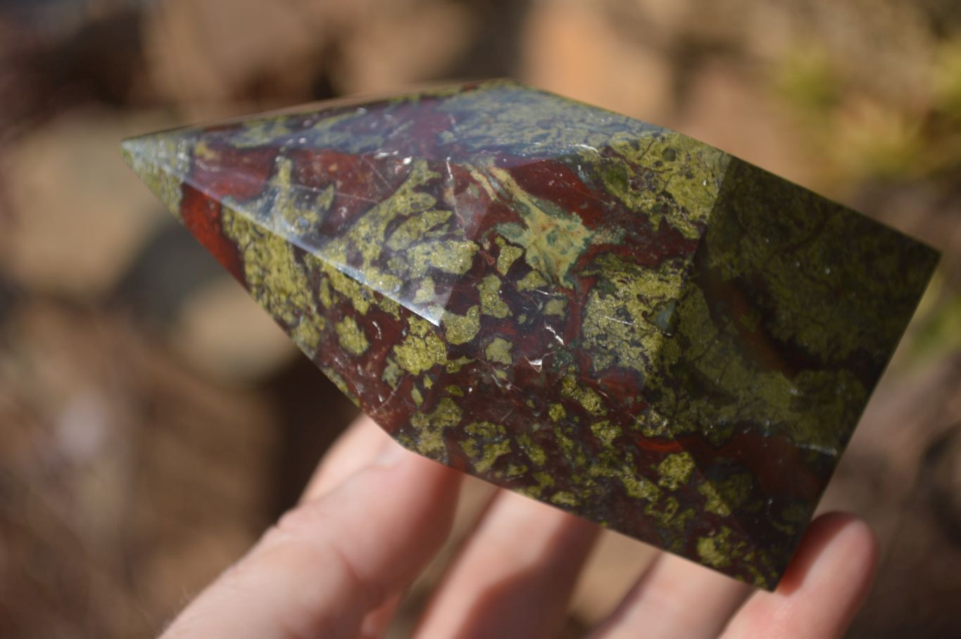 Polished Bastite Dragon Bloodstone Points x 2 From South Africa - Toprock Gemstones and Minerals 