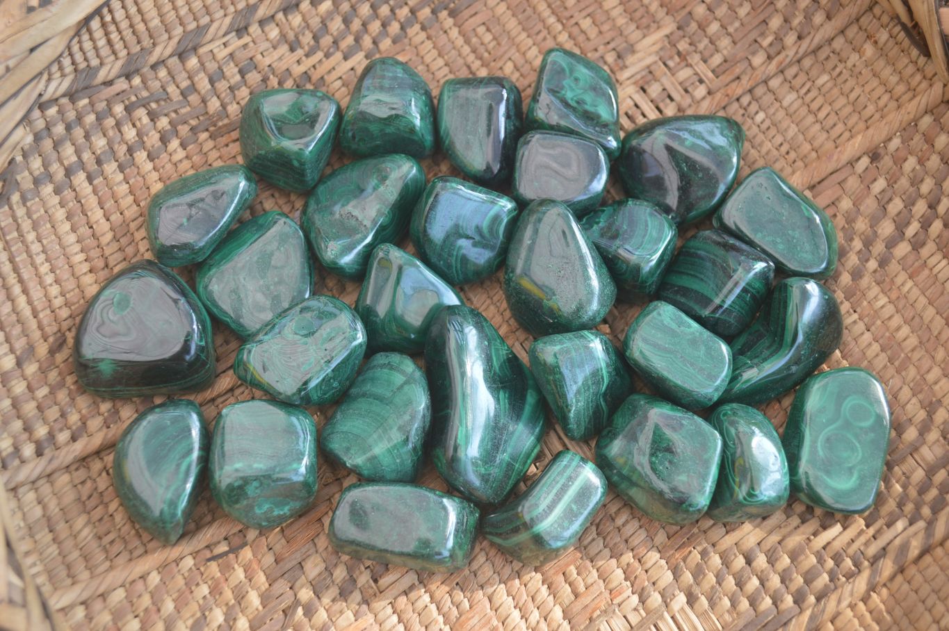 Polished Flower Banded Malachite Free Forms x 35 From Congo - Toprock Gemstones and Minerals 