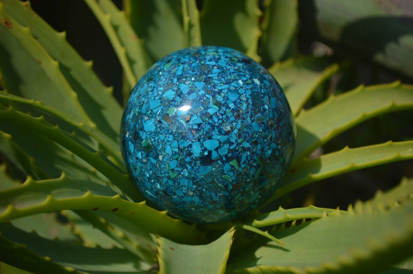 Polished Chrysocolla Conglomerate Spheres x 2 From Congo - Toprock Gemstones and Minerals 