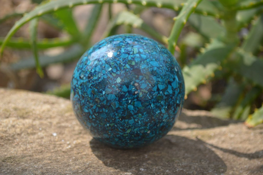 Polished Chrysocolla Conglomerate Spheres x 2 From Congo - Toprock Gemstones and Minerals 