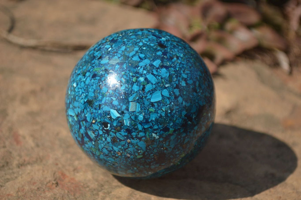 Polished Chrysocolla Conglomerate Spheres x 2 From Congo - Toprock Gemstones and Minerals 