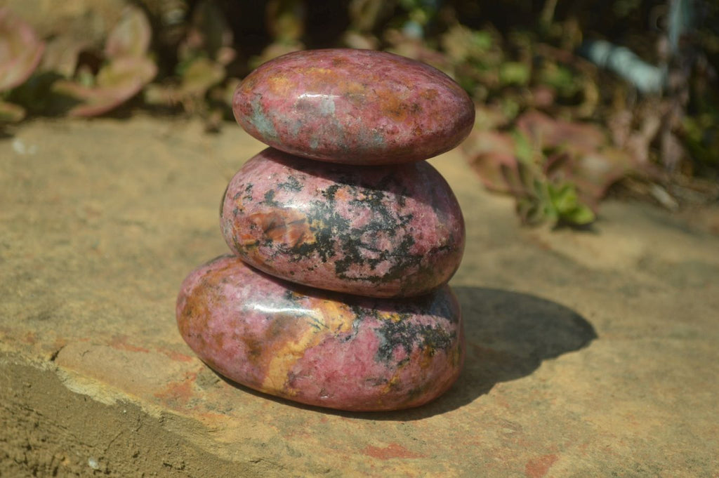 Polished Rhodonite Free Forms x 6 From Zimbabwe - Toprock Gemstones and Minerals 