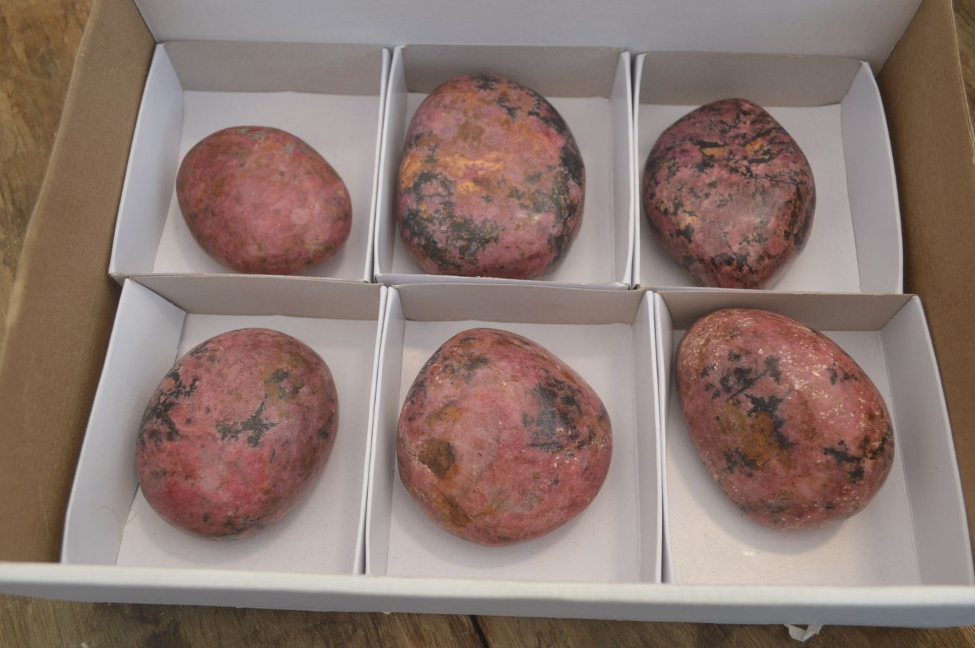 Polished Rhodonite Free Forms x 6 From Zimbabwe - Toprock Gemstones and Minerals 