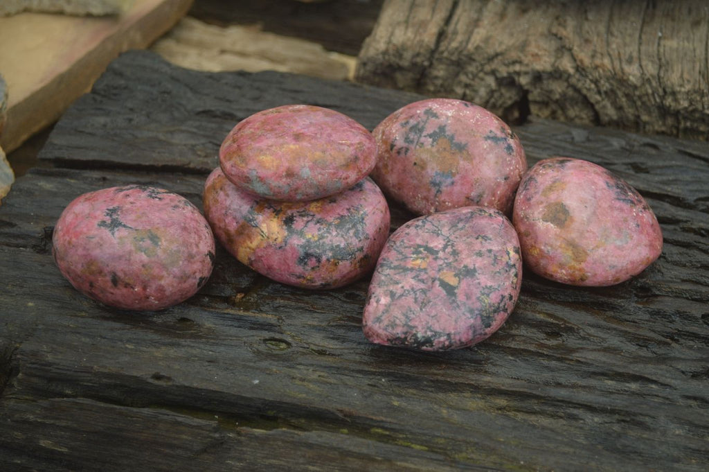 Polished Rhodonite Free Forms x 6 From Zimbabwe - Toprock Gemstones and Minerals 