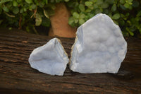 Natural Crystalline Blue Lace Agate Plates x 2 From Namibia - Toprock Gemstones and Minerals 