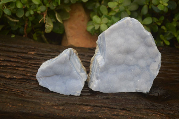 Natural Crystalline Blue Lace Agate Plates x 2 From Namibia - Toprock Gemstones and Minerals 