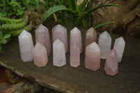 Polished Rose Quartz Points x 12 From Madagascar - Toprock Gemstones and Minerals 