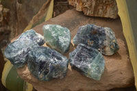 Natural Watermelon Fluorite Cobbed Specimens x 5 From Uis, Namibia - Toprock Gemstones and Minerals 