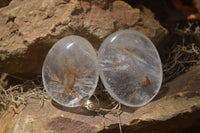 Polished Rock Crystal & Girasol Quartz Palm Stones x 14 From Madagascar - Toprock Gemstones and Minerals 