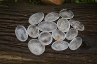 Polished Rock Crystal & Girasol Quartz Palm Stones x 14 From Madagascar - Toprock Gemstones and Minerals 