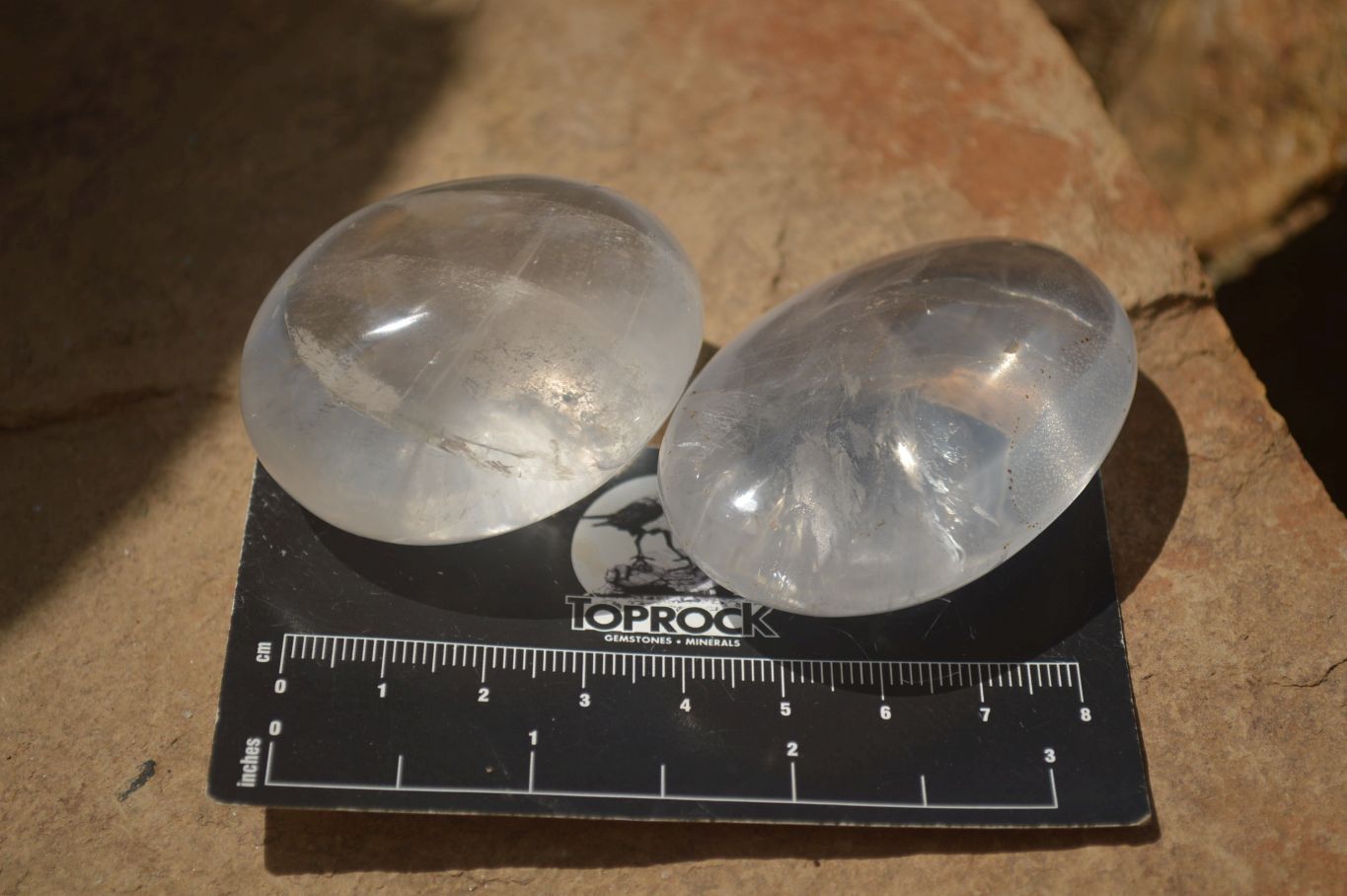 Polished Rock Crystal & Girasol Quartz Palm Stones x 14 From Madagascar - Toprock Gemstones and Minerals 