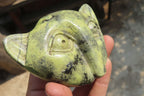 Polished Leopard Stone Cat Face Carvings x 3 From Zimbabwe - Toprock Gemstones and Minerals 