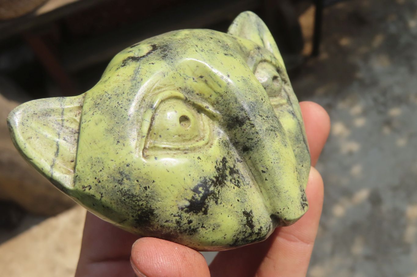 Polished Leopard Stone Cat Face Carvings x 3 From Zimbabwe - Toprock Gemstones and Minerals 