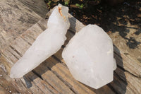Natural Etched Clear Quartz Crystal Specimens x 2 From Madagascar - Toprock Gemstones and Minerals 
