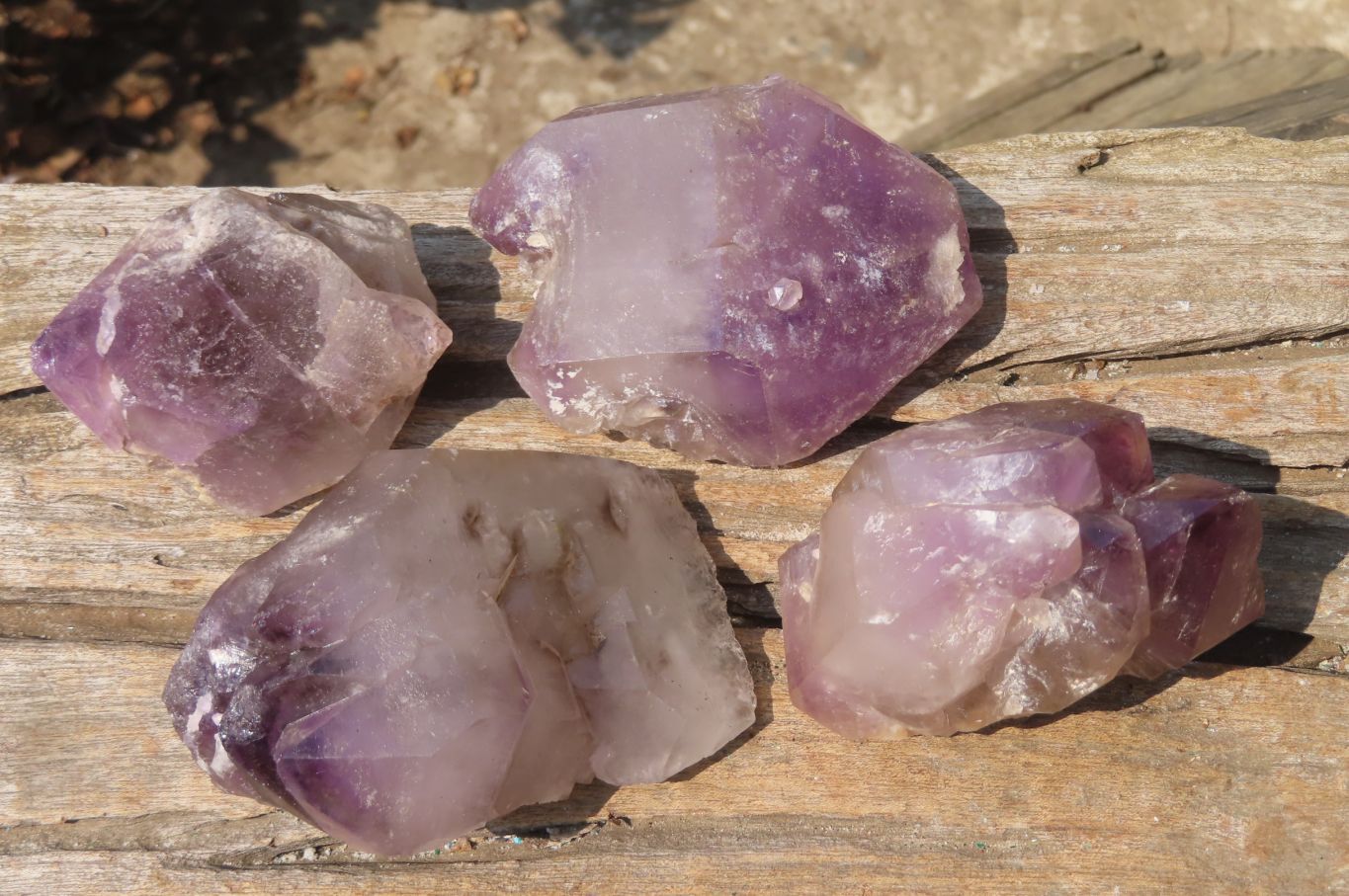 Natural Window Amethyst Quartz Crystals x 4 From Madagascar - Toprock Gemstones and Minerals 