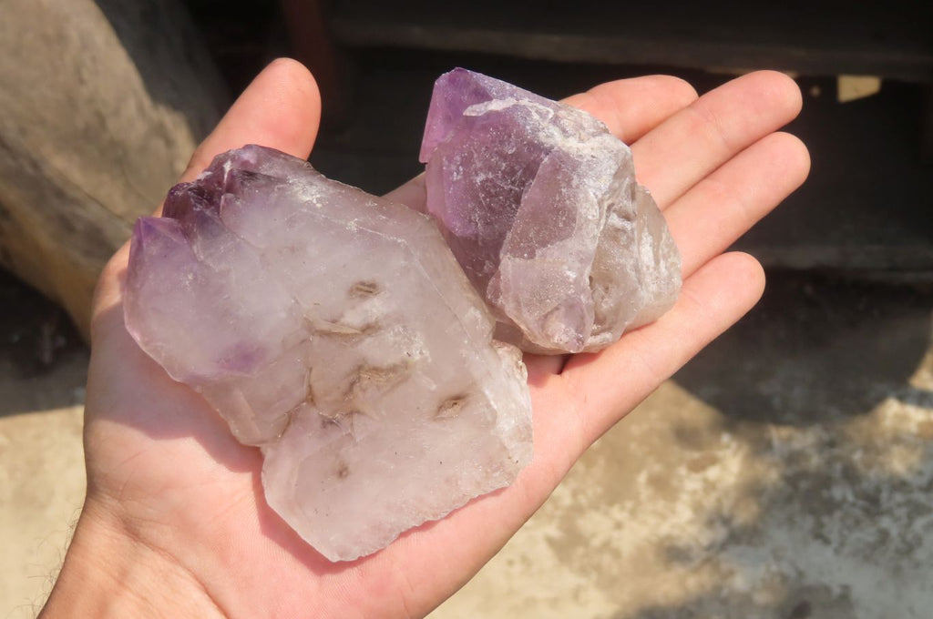 Natural Window Amethyst Quartz Crystals x 4 From Madagascar - Toprock Gemstones and Minerals 