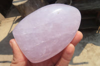 Polished Blue Rose Quartz Standing Free Forms x 3 From Madagascar - Toprock Gemstones and Minerals 