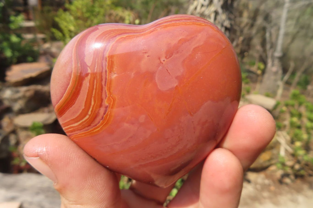 Polished Polychrome Jasper Gemstone Hearts x 6 From Madagascar - Toprock Gemstones and Minerals 