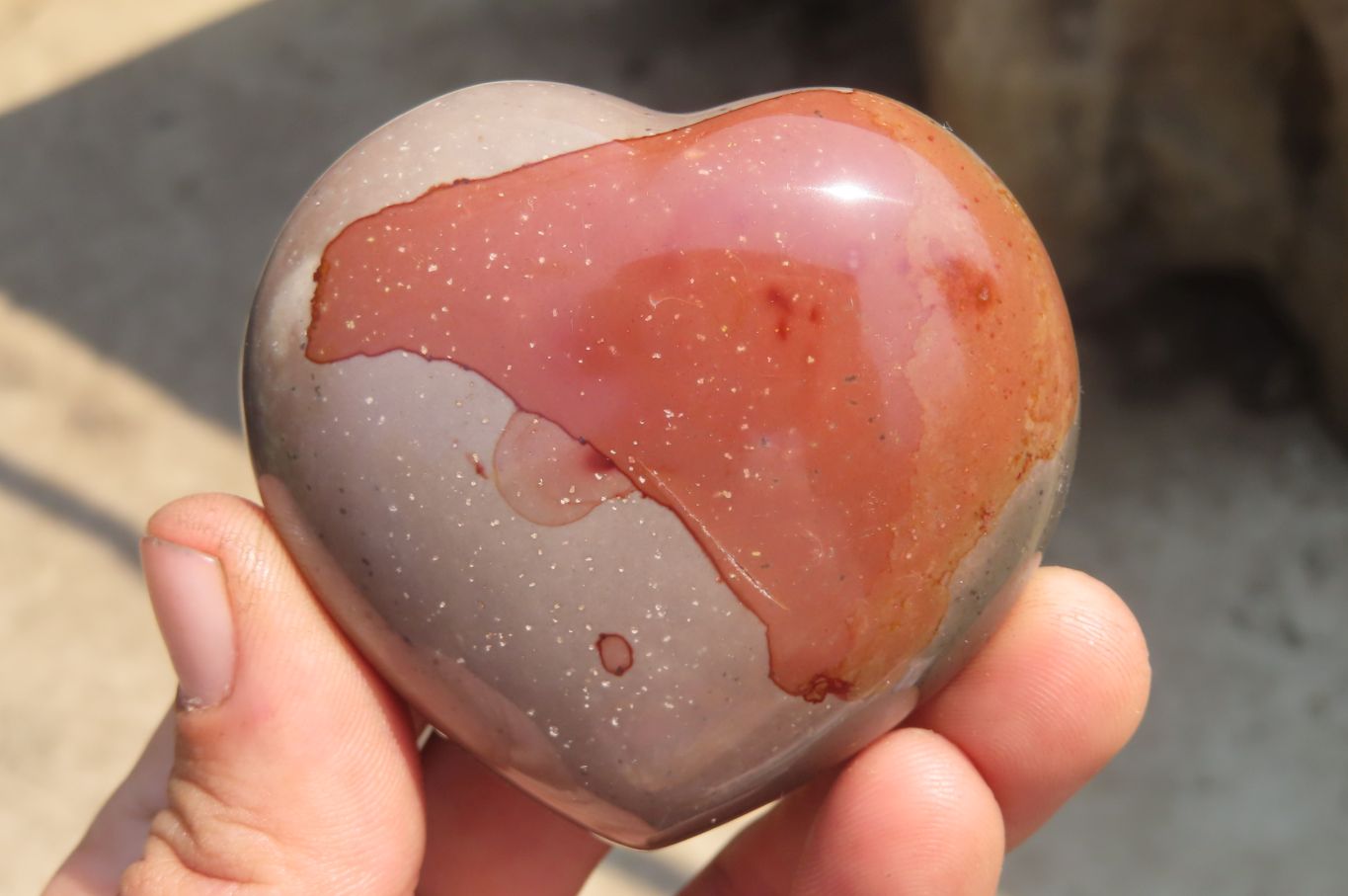 Polished Polychrome Jasper Gemstone Hearts x 6 From Madagascar - Toprock Gemstones and Minerals 