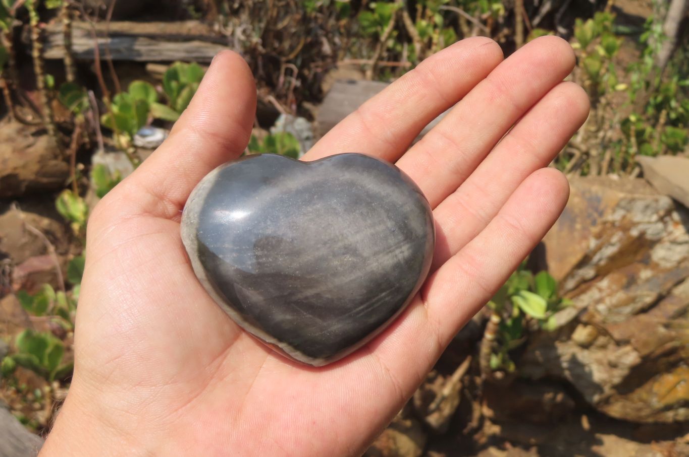 Polished Polychrome Jasper Gemstone Hearts x 6 From Madagascar - Toprock Gemstones and Minerals 