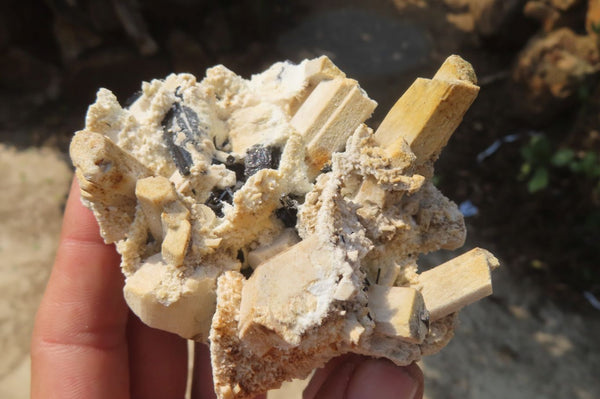 Natural Feldspar With Schorl Crystal Specimens x 6 From Namibia
