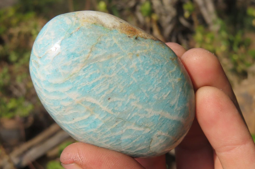 Polished Amazonite Palm Stones x 12 From Zimbabwe - Toprock Gemstones and Minerals 