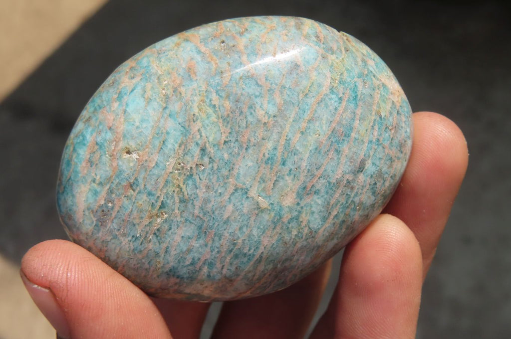 Polished Amazonite Palm Stones x 12 From Zimbabwe - Toprock Gemstones and Minerals 