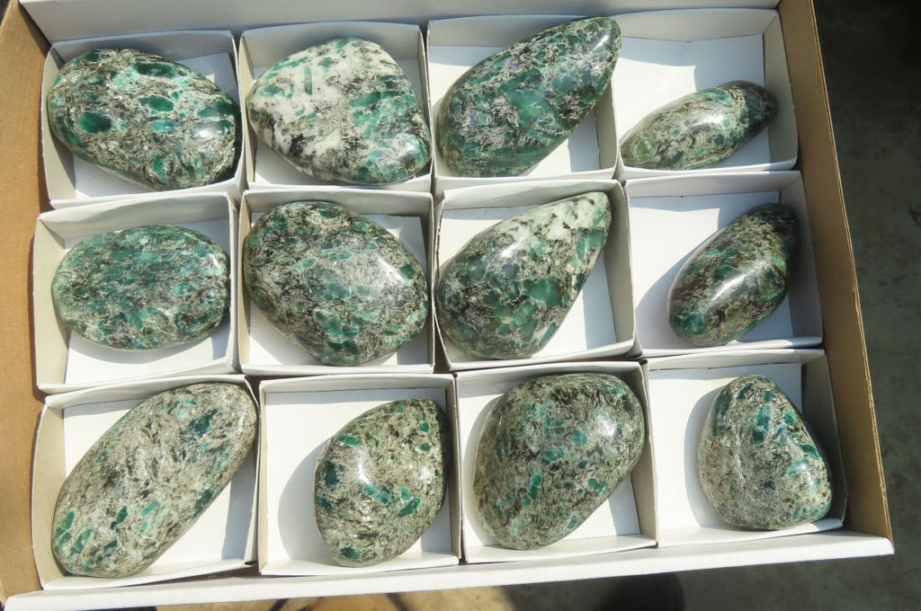 Polished Rare Emerald Mica In Matrix Free Forms x 12 From Mutoko, Zimbabwe - Toprock Gemstones and Minerals 