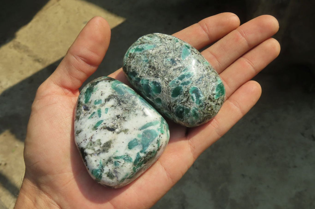 Polished Rare Emerald Mica In Matrix Free Forms x 12 From Mutoko, Zimbabwe - Toprock Gemstones and Minerals 