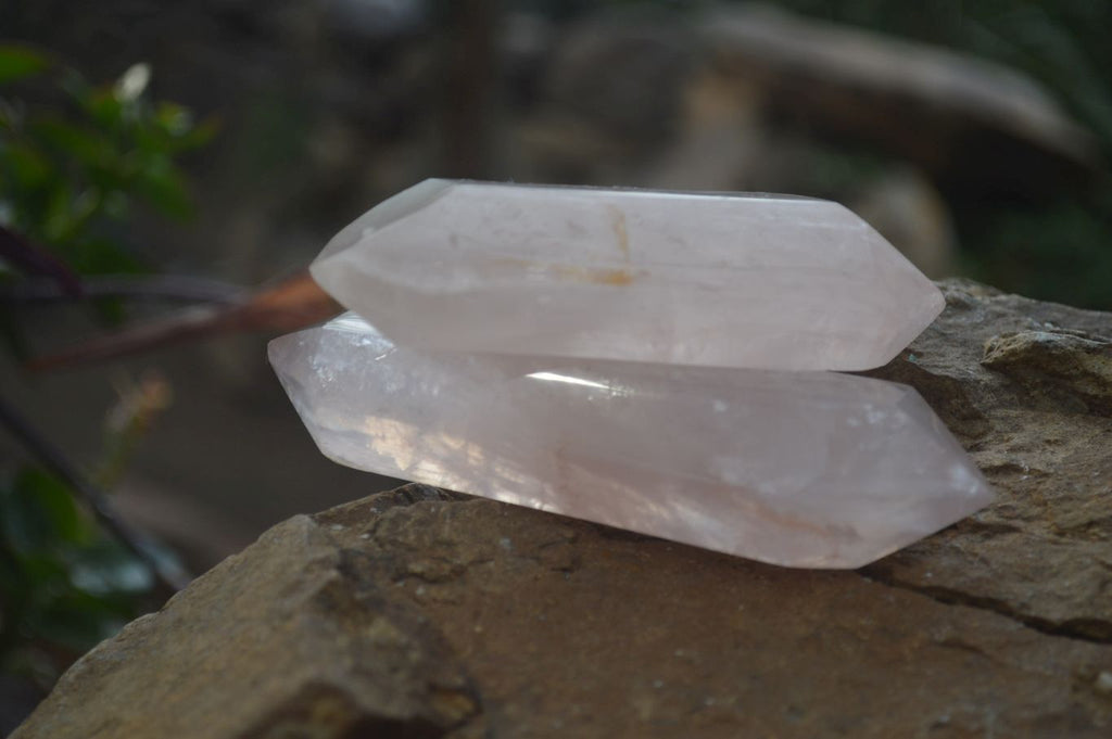Polished Double Terminated Rose Quartz Points x 12 From Madagascar - Toprock Gemstones and Minerals 