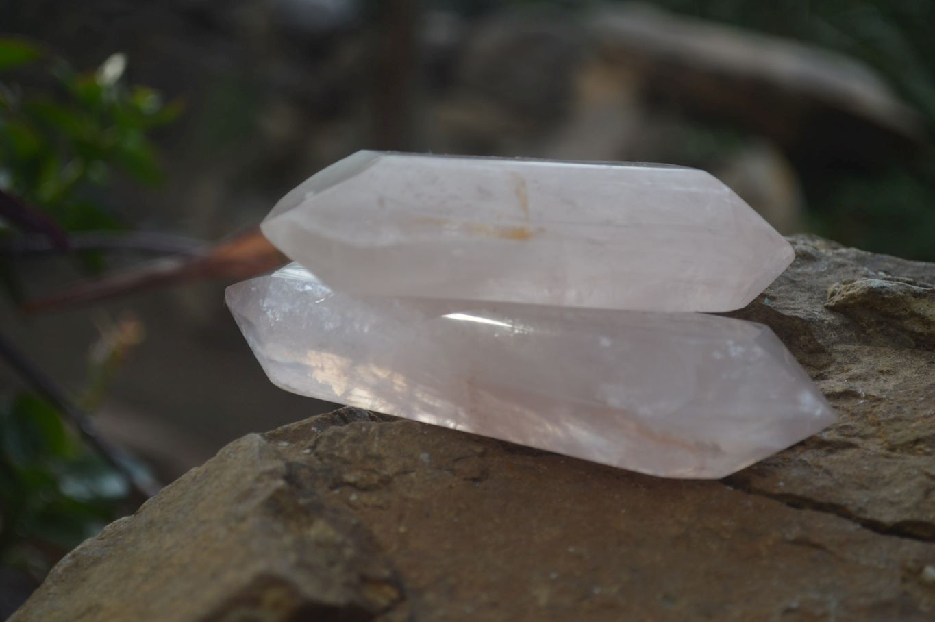 Polished Double Terminated Rose Quartz Points x 12 From Madagascar - Toprock Gemstones and Minerals 