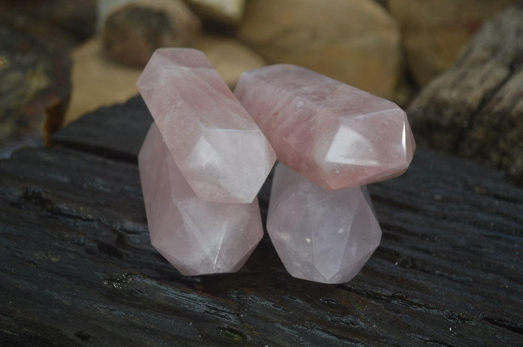 Polished Double Terminated Rose Quartz Points x 12 From Madagascar - Toprock Gemstones and Minerals 