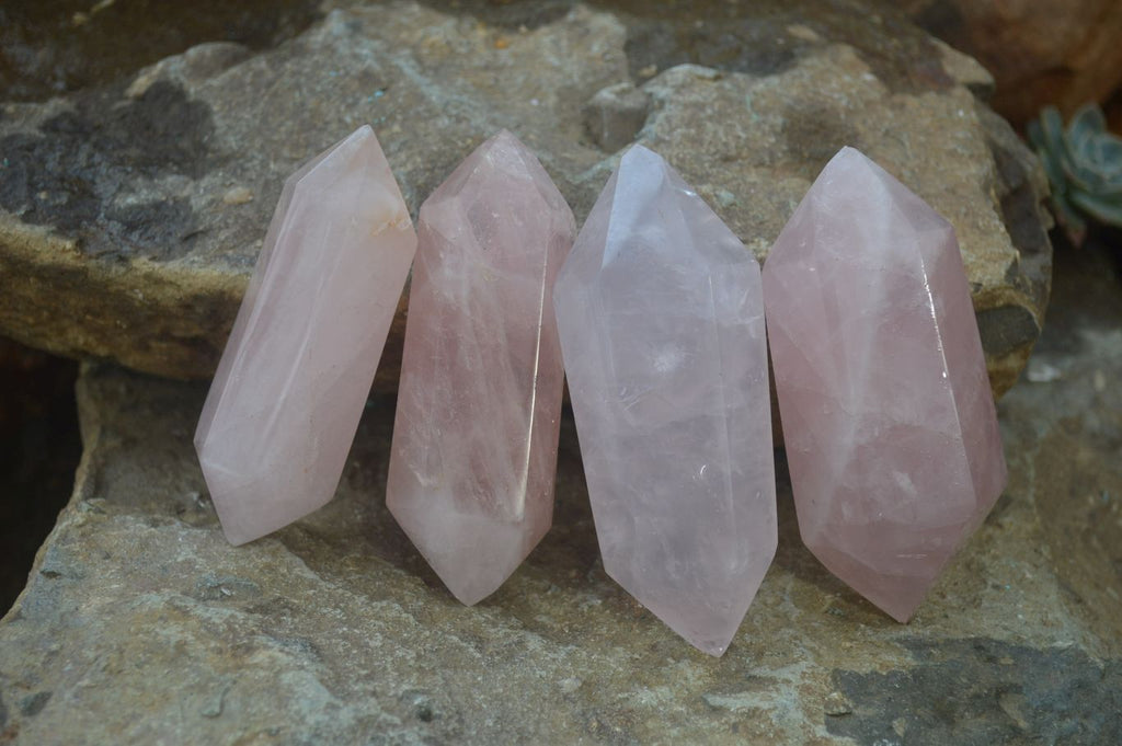 Polished Double Terminated Rose Quartz Points x 12 From Madagascar - Toprock Gemstones and Minerals 