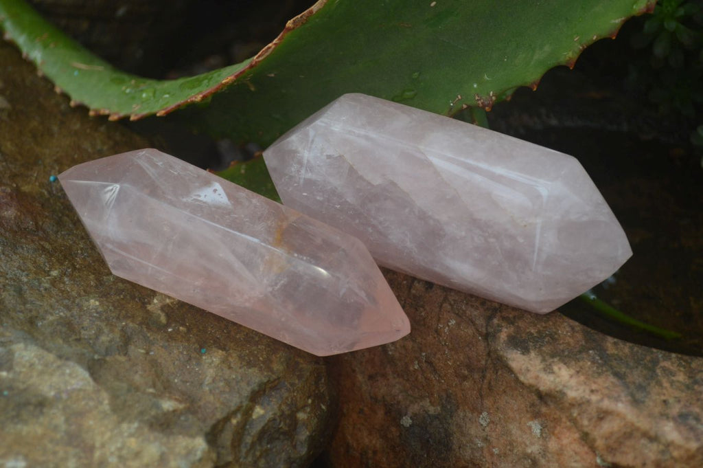 Polished Double Terminated Rose Quartz Points x 12 From Madagascar - Toprock Gemstones and Minerals 