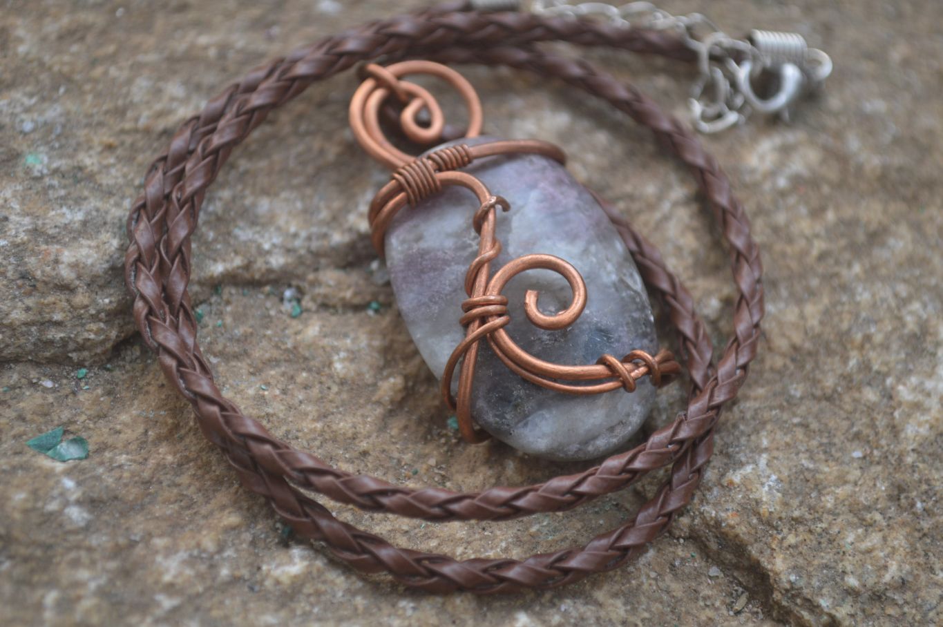 Hand Made Mixed Copper Wire Wrapped Pendants x 6 From Southern Africa - Toprock Gemstones and Minerals 