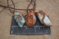 Hand Made Mixed Copper Wire Wrapped Pendants x 6 From Southern Africa