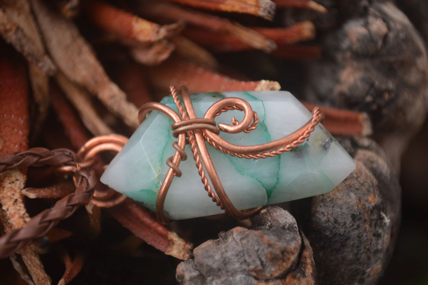 Hand Made Mixed Copper Wire Wrapped Pendants x 6 From Southern Africa - Toprock Gemstones and Minerals 