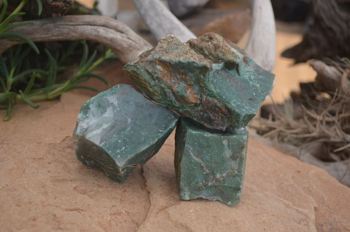 Natural Jade Cobbed Specimens x 12 From Swaziland - Toprock Gemstones and Minerals 