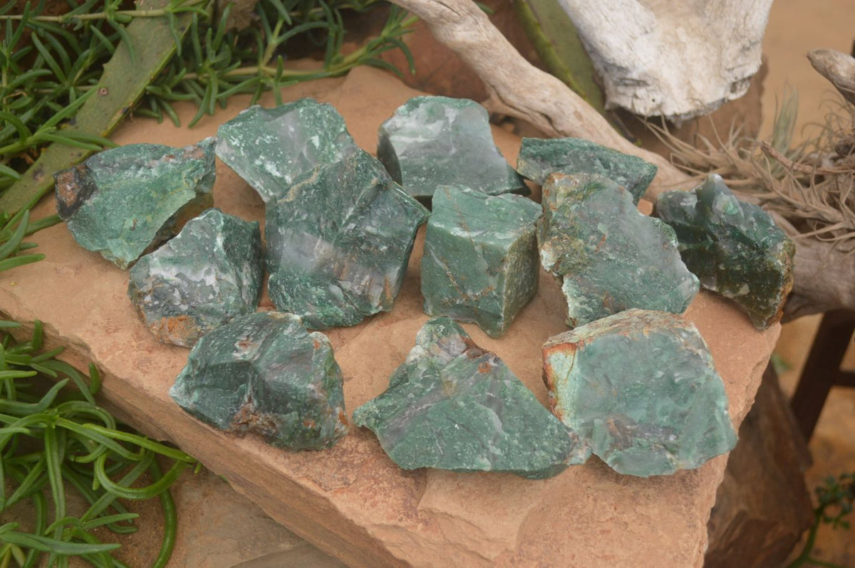 Natural Jade Cobbed Specimens x 12 From Swaziland - Toprock Gemstones and Minerals 