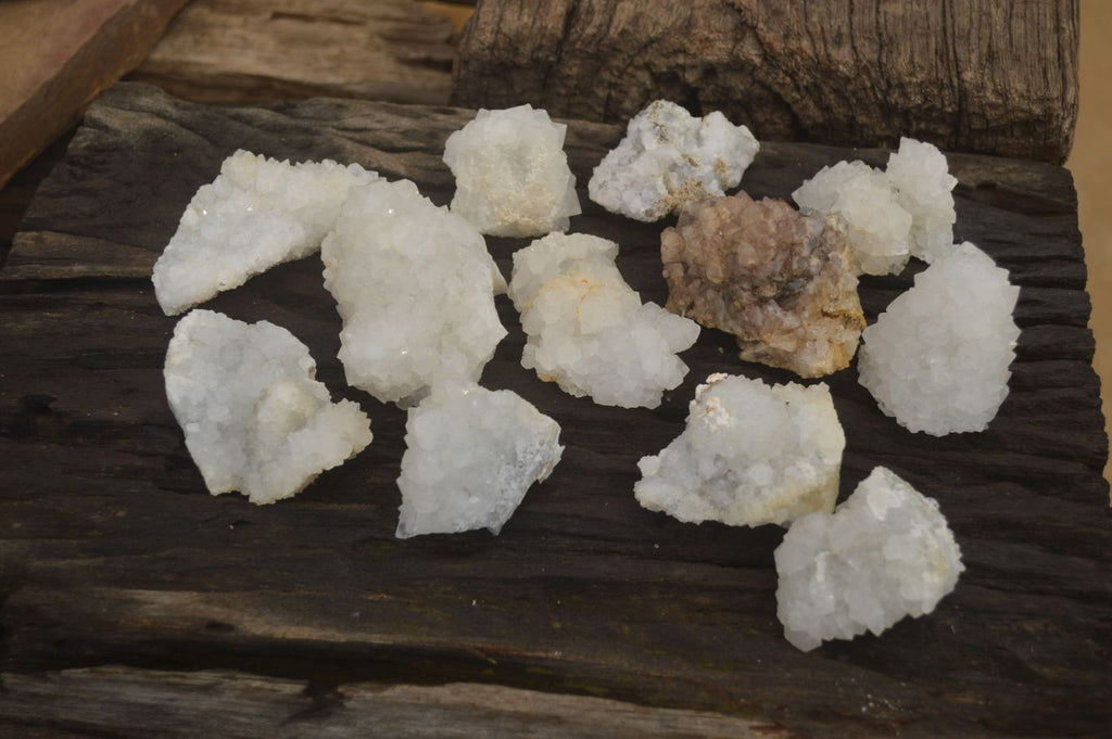 Natural Drusy Quartz Coated Calcite Pseudomorph Specimens x 12 From Lesotho - Toprock Gemstones and Minerals 