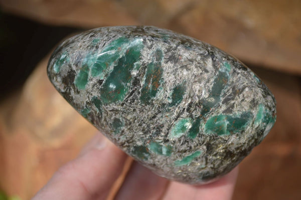 Polished Rare Emerald Mica In Matrix Standing Free Forms x 3 From Mutoko, Zimbabwe - Toprock Gemstones and Minerals 