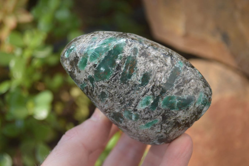 Polished Rare Emerald Mica In Matrix Standing Free Forms x 3 From Mutoko, Zimbabwe - Toprock Gemstones and Minerals 