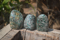 Polished Rare Emerald Mica In Matrix Standing Free Forms x 3 From Mutoko, Zimbabwe - Toprock Gemstones and Minerals 