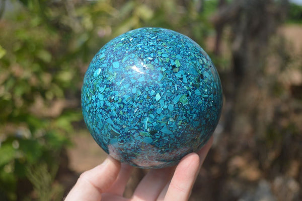 Polished Chrysocolla Conglomerate Spheres x 2 From Congo - Toprock Gemstones and Minerals 
